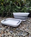 Collapsible foldable washing baskets white and grey